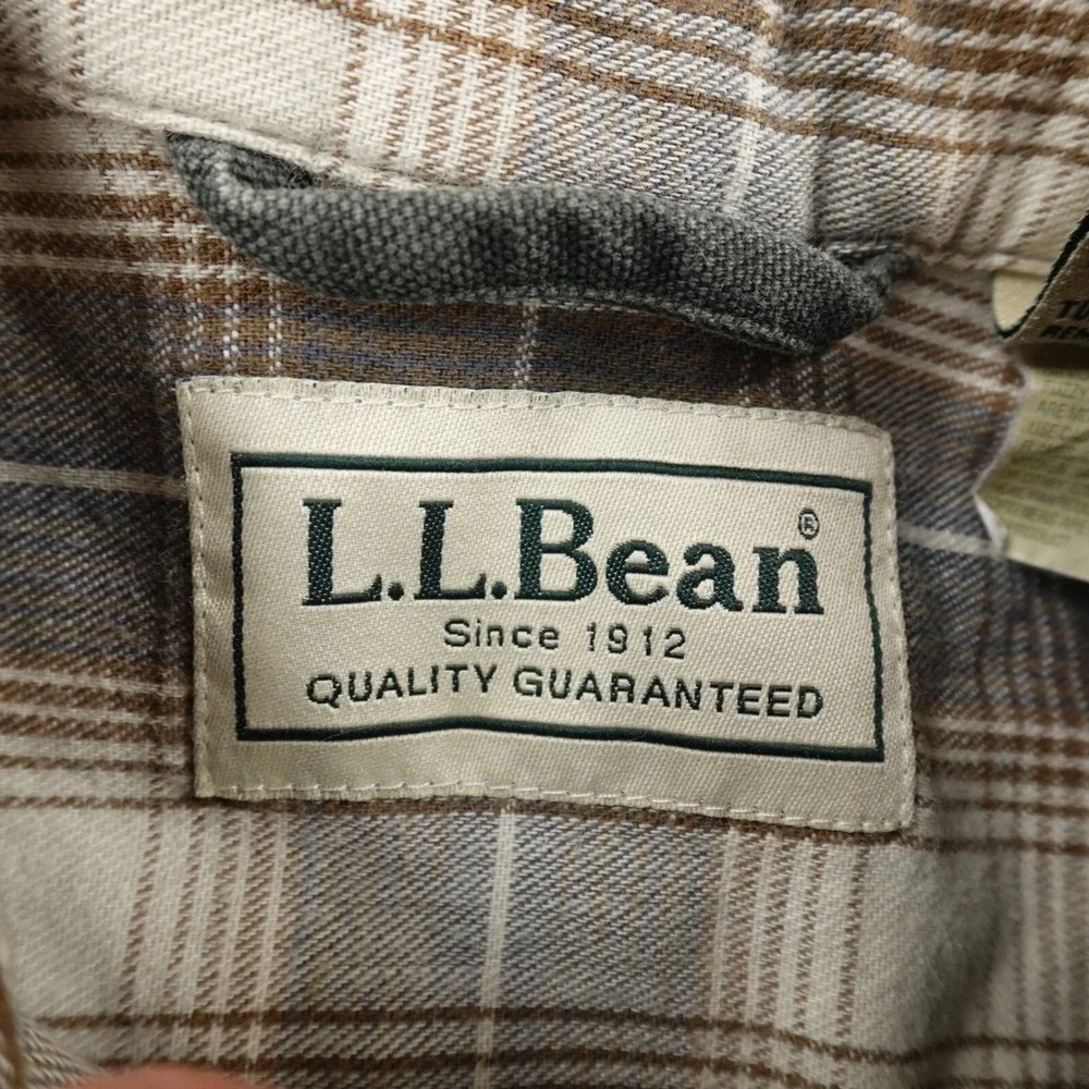 VTG LL Bean Jacket Mens L Green Flannel Lined Canvas Barn‎ Chore Coat Work USA